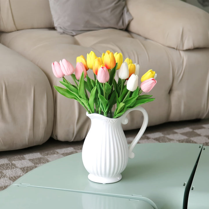 Gorgeous set of 10 realistic artificial tulips for weddings, home decor, and long-lasting floral arrangements.
