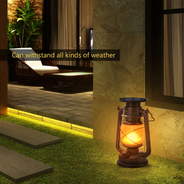 Energy-efficient solar lanterns with vintage design & dancing LED flame. Ideal outdoor lighting for garden decor.