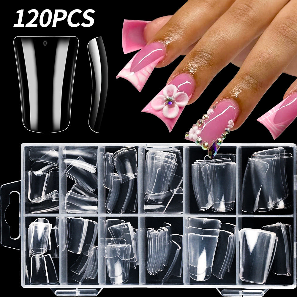 Set of clear professional nail tips for women, ideal for acrylic, gel, and DIY nail art manicures.
