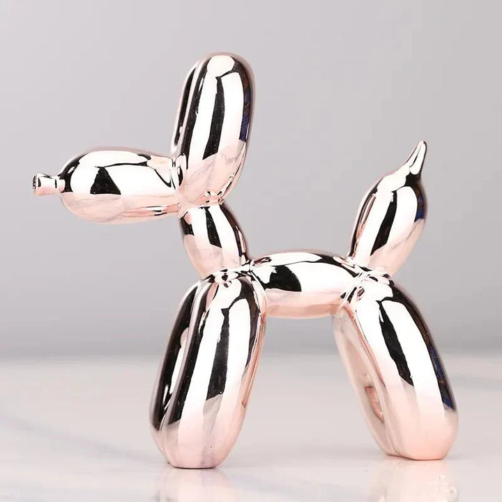 Contemporary balloon dog ornament with a glossy metallic finish, perfect for modern homes.