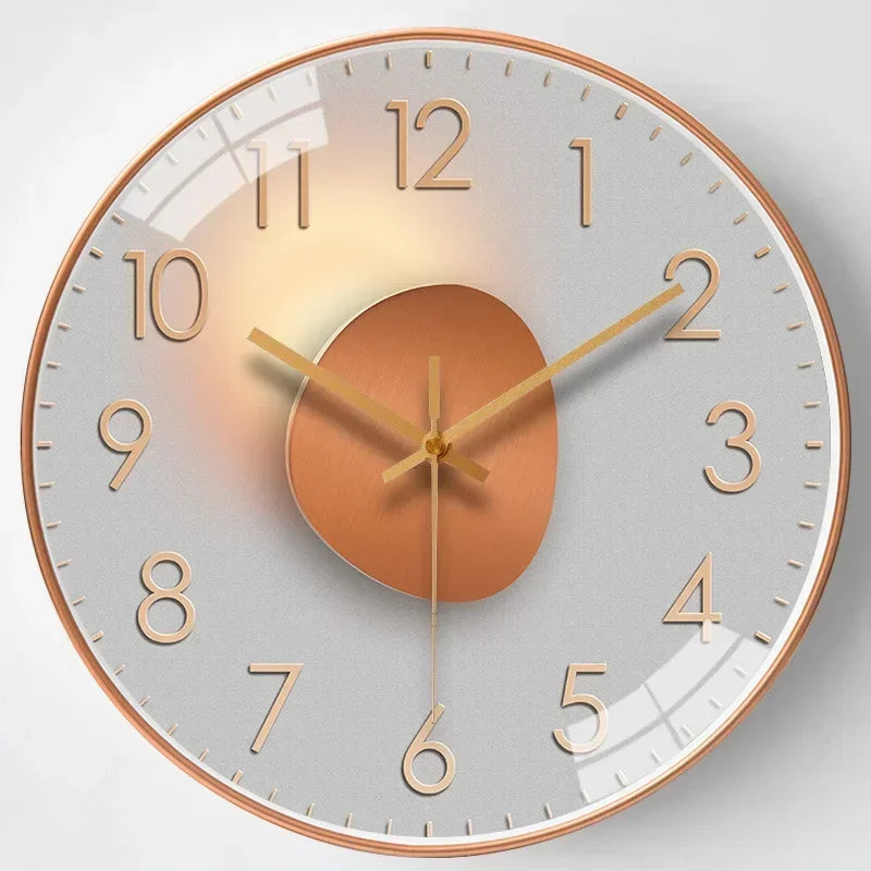 Decorative 8-inch indoor wall clock. Silent movement for serene home office environments. Modern aesthetic.