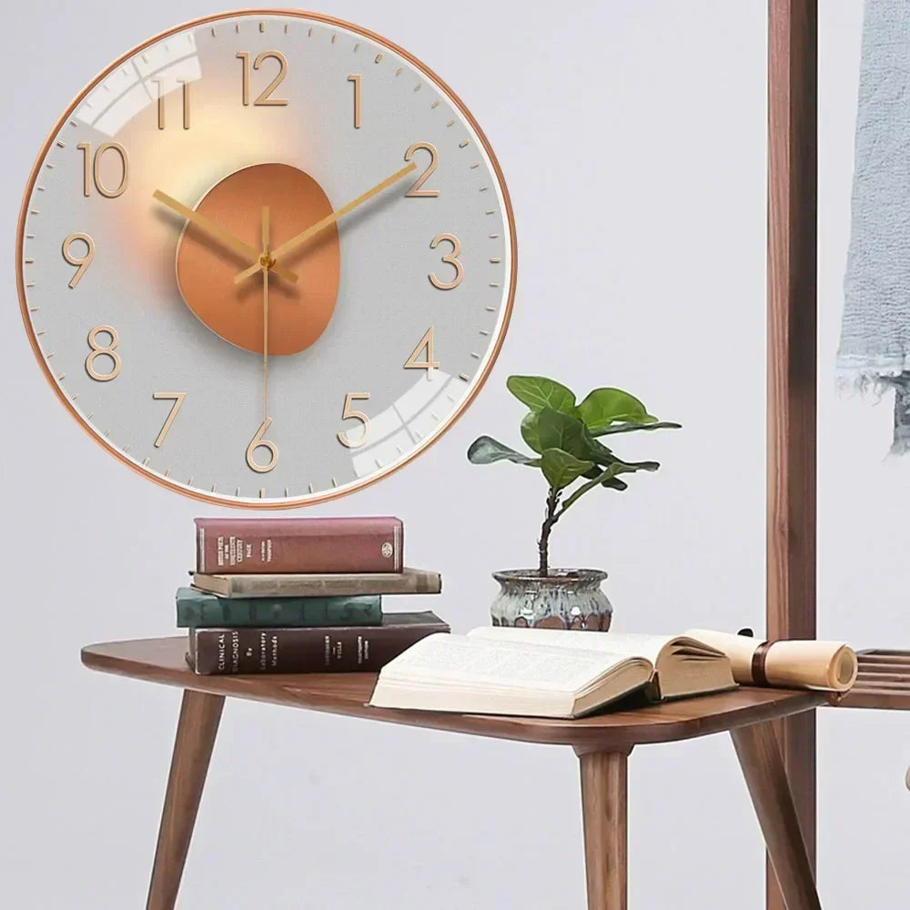 Sleek 8-inch silent wall clock. Modern home office essential with quiet movement for peaceful spaces.