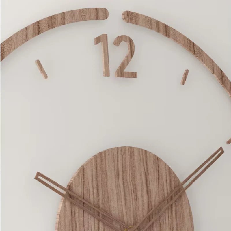 Quartz silent wood wall clock, minimalist Scandinavian design for office or home.