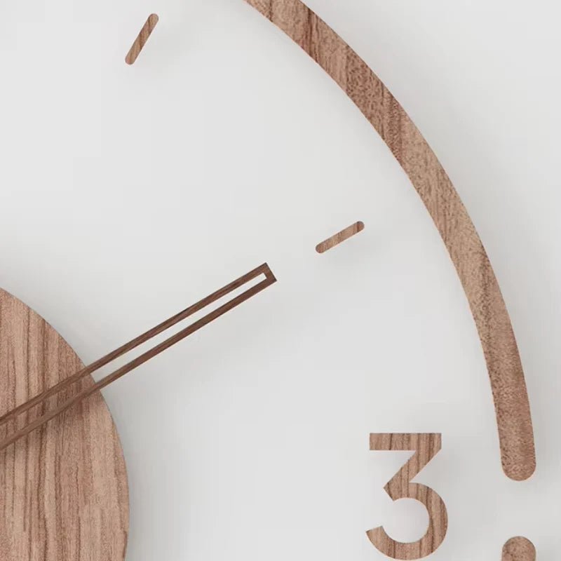 Natural solid wood silent wall clock, contemporary and sleek for any room.