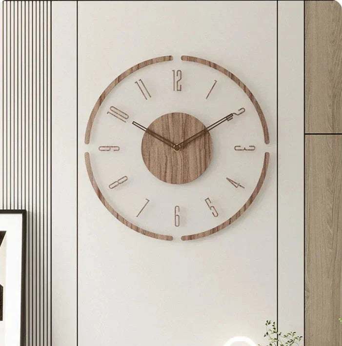 Modern natural wood wall timepiece, silent, Scandinavian style for contemporary homes.