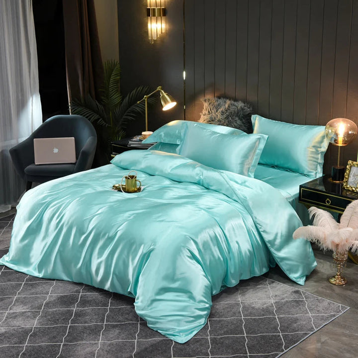 Premium luxury silky satin bedding set for ultimate comfort and elegant bedroom aesthetics.