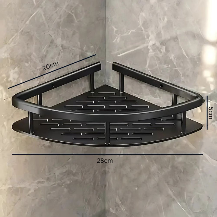 Modern rustproof shower caddy organizer, available in 1 or 2 tiers, for efficient wall-mounted bathroom storage.