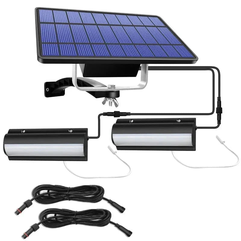 Single head solar LED pendant light with bright white output, great for illuminating outdoor sheds & utility areas.