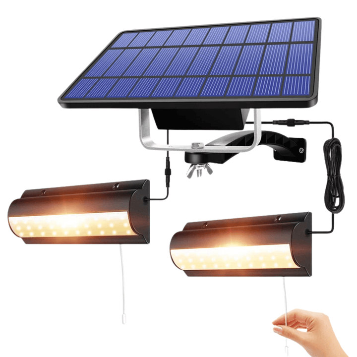 Weatherproof solar LED garden pendant light. Adds beautiful decorative illumination to outdoor landscapes.
