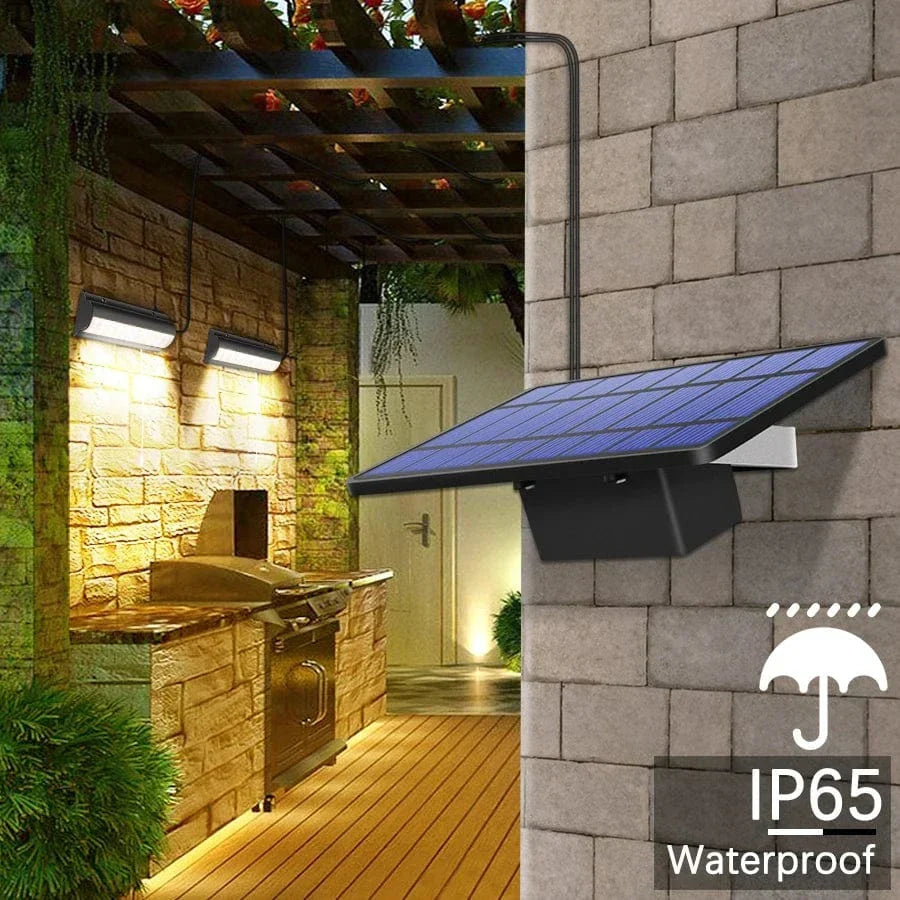 Bright white solar LED pendant light, providing clear illumination for any outdoor garden or patio area.