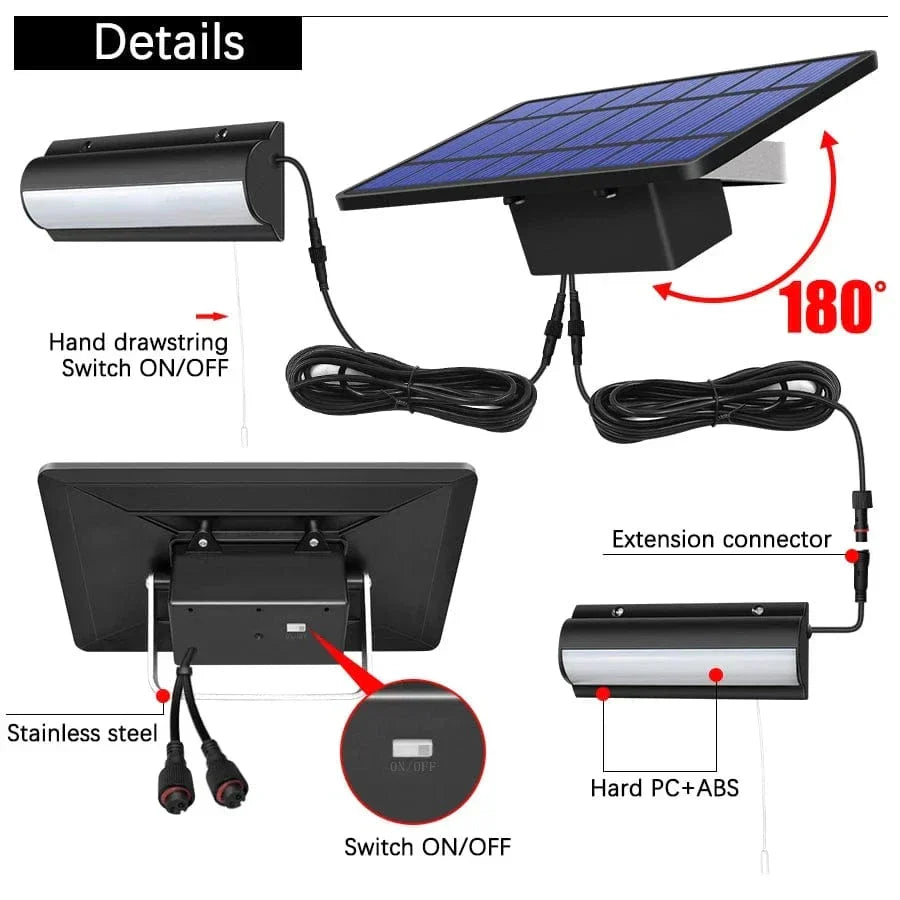 Decorative single head solar pendant light, emits warm white LED glow for inviting patio ambiance.