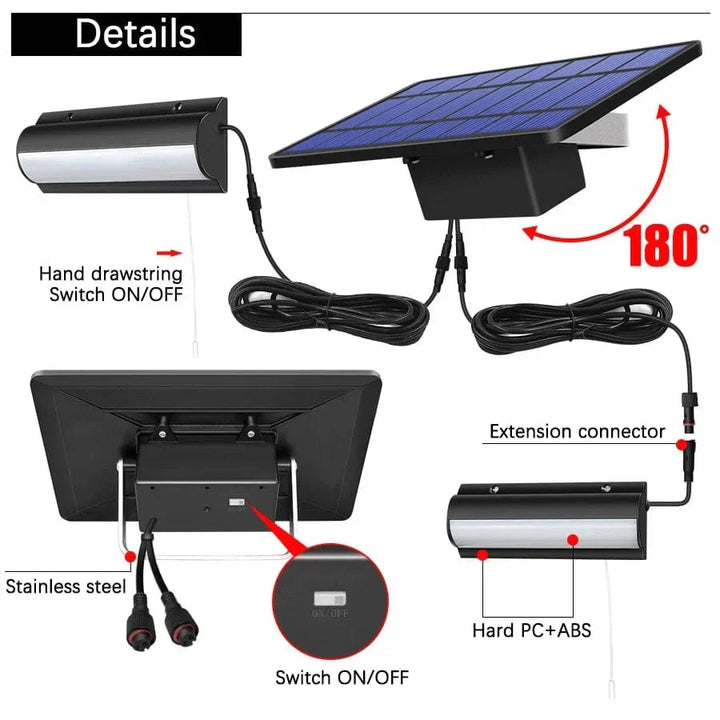 Decorative single head solar pendant light, emits warm white LED glow for inviting patio ambiance.