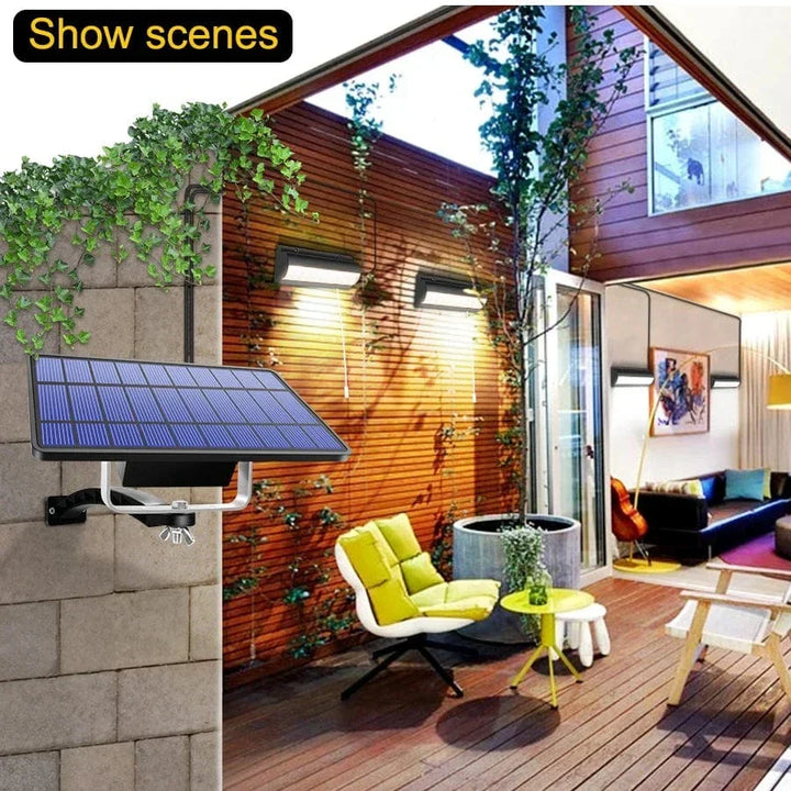 Black single head solar pendant light. Durable LED outdoor lighting for patio and garden areas.