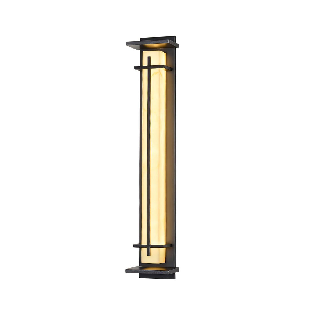 Contemporary exterior wall lamp in black, offering bright, energy-efficient lighting.