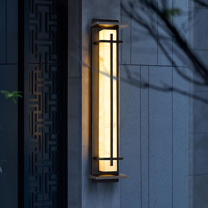 Sleek architectural outdoor light, weather-resistant for modern home facades.