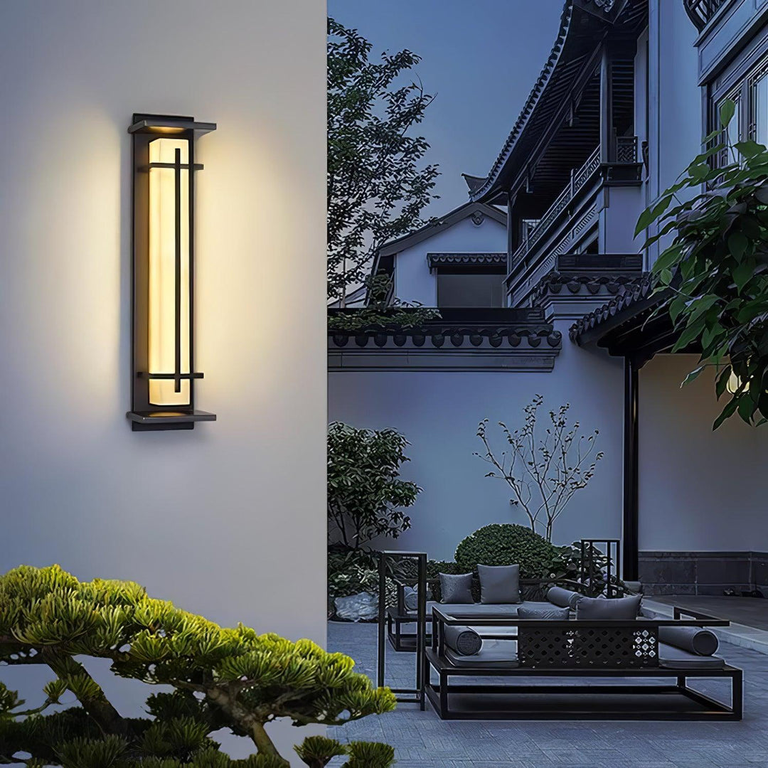 Modern patio light, a sophisticated up-down fixture for stylish outdoor spaces.