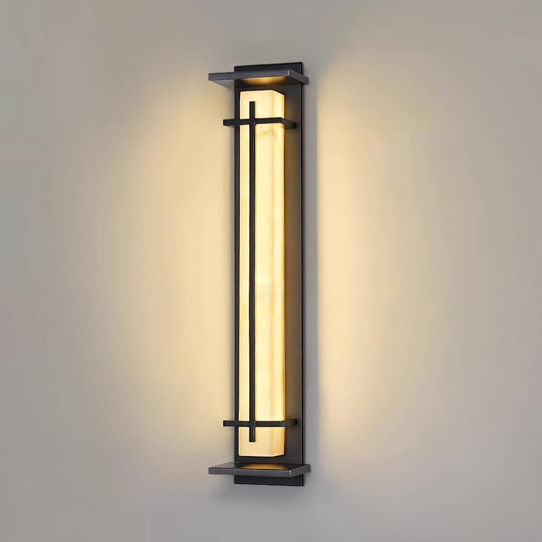 Weather-resistant outdoor light fixture, modern design for home exterior aesthetics.