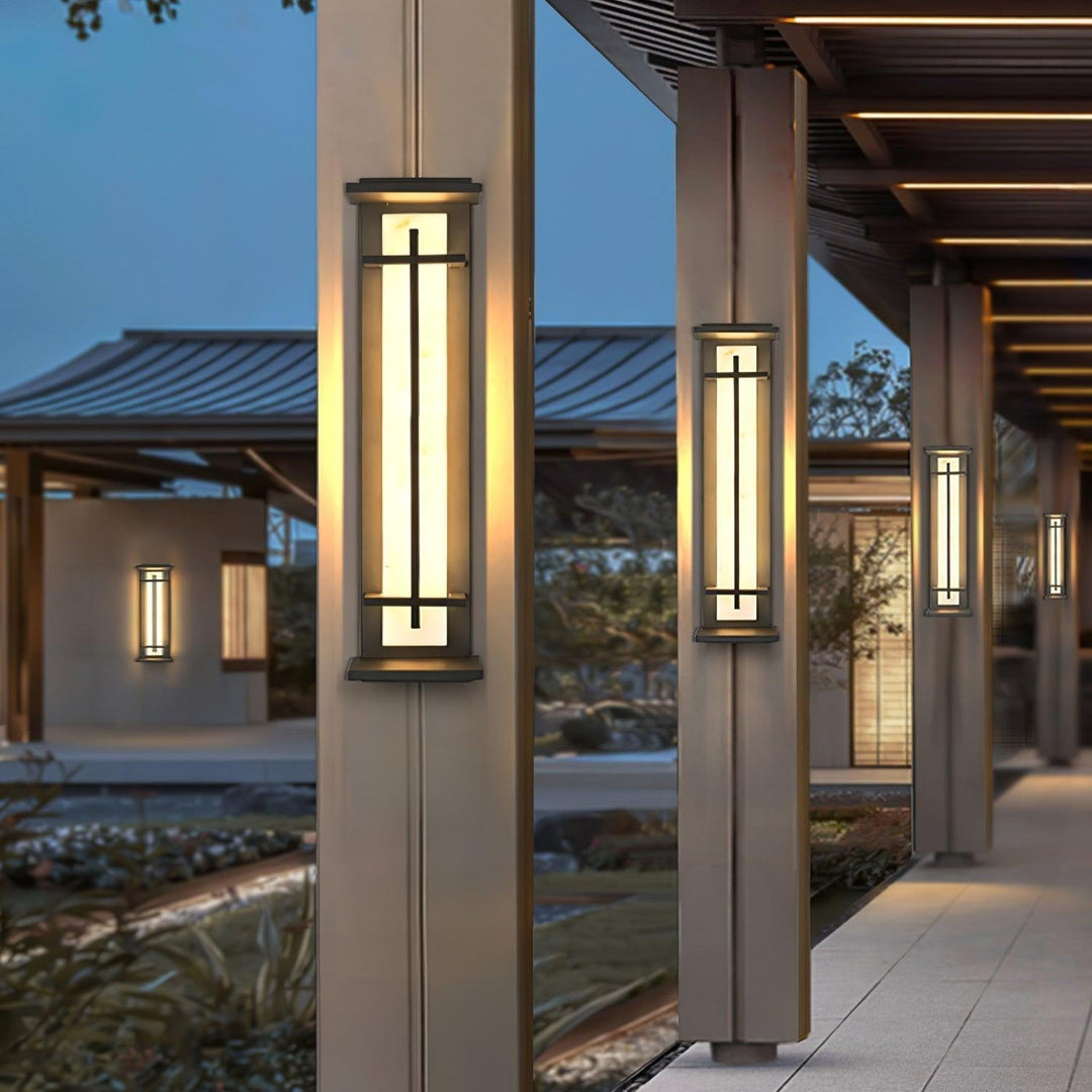 Architectural LED outdoor light, a stylish up-down fixture for modern home facades.
