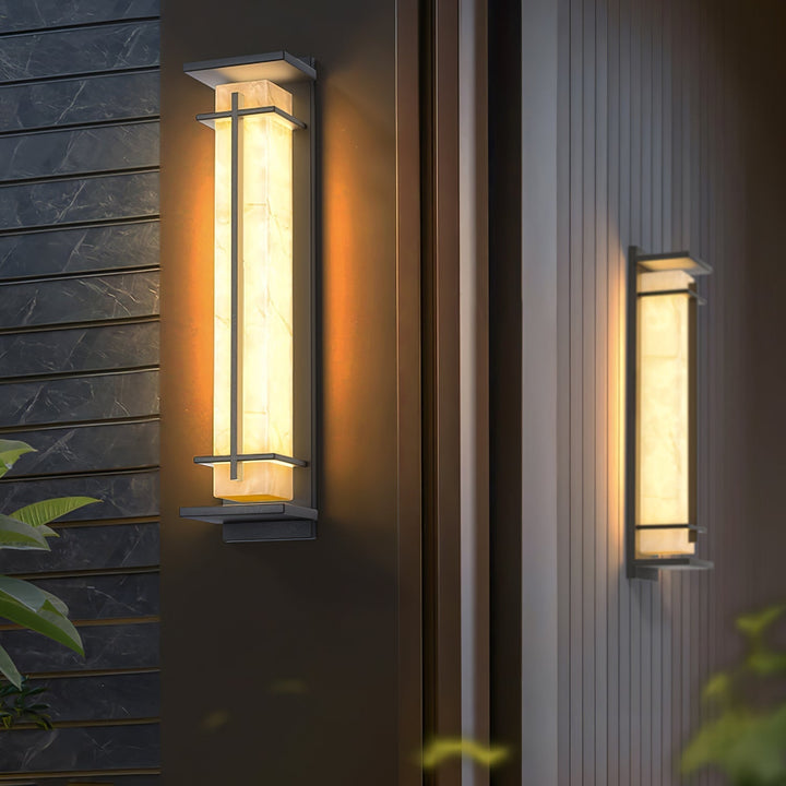 Weather-resistant LED outdoor light, contemporary fixture for stylish home exteriors.