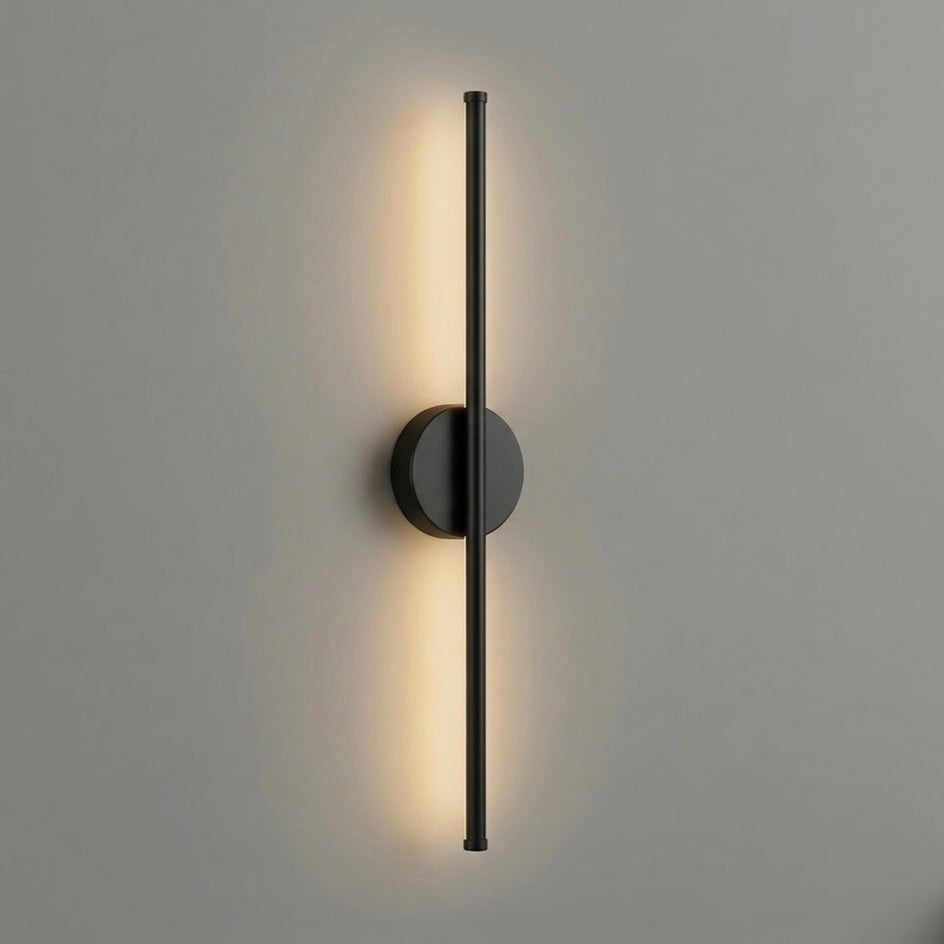Sleek black & silver modern LED wall light, perfect for contemporary indoor home decor.