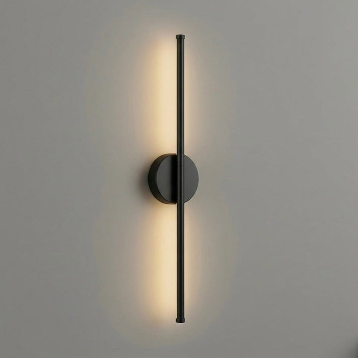 Sleek black & silver modern LED wall light, perfect for contemporary indoor home decor.