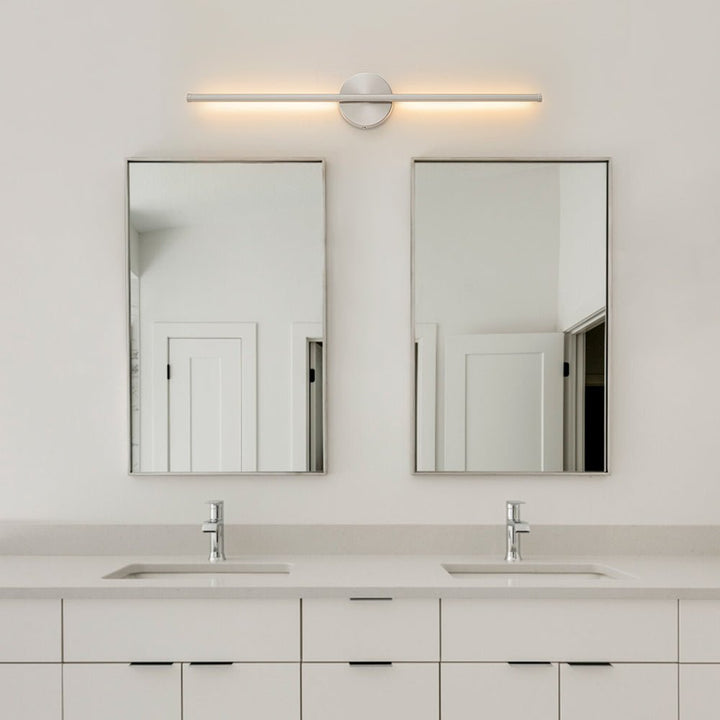 Modern black & silver LED wall light for elegant living room, bedroom, or hallway illumination.