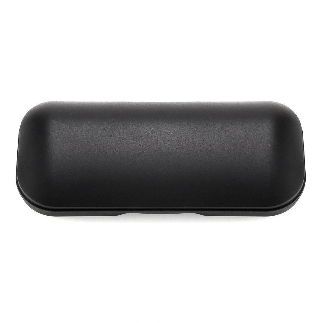 Hard black eyewear case. Robust protector for eyeglasses & sunglasses; a durable, sleek unisex accessory.