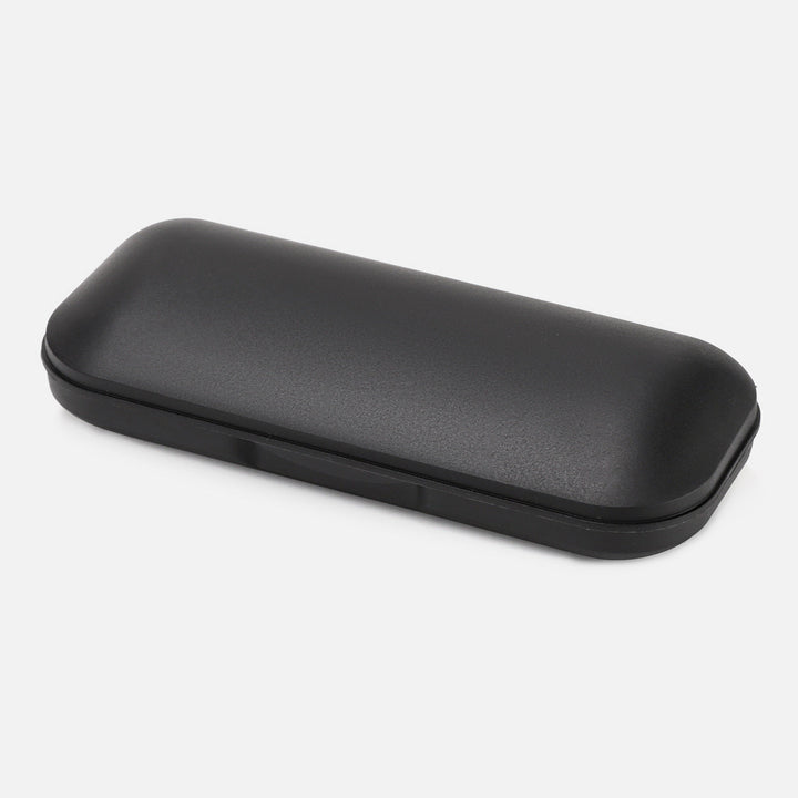 Portable unisex glasses protector. Sleek black case for secure storage of eyewear & sunglasses on the go.