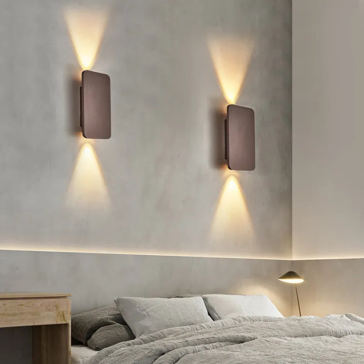 Vertical modern rectangular indoor LED wall lamp, enhancing contemporary home decor.