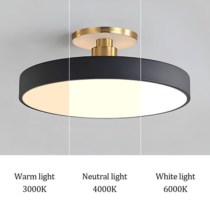 Energy-efficient LED light, modern flush mount for bright interior lighting.