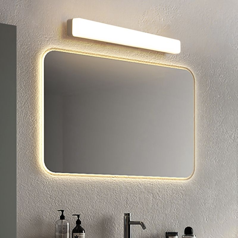 Sleek LED wall lamp, enhancing contemporary bathroom vanity areas.