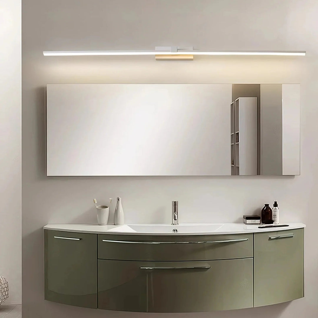 Modern LED wall light, ideal for contemporary bathroom vanities and bedrooms.