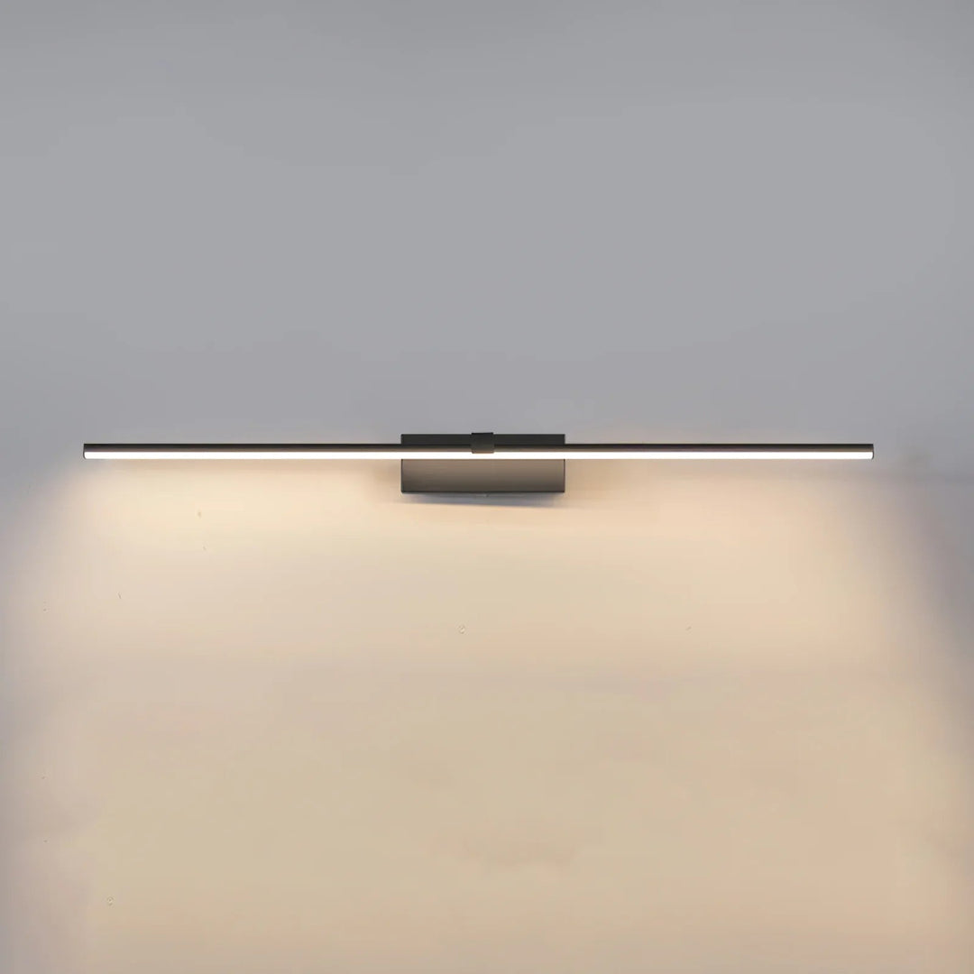 Sleek linear LED vanity light, enhancing bathroom and bedroom modern decor.