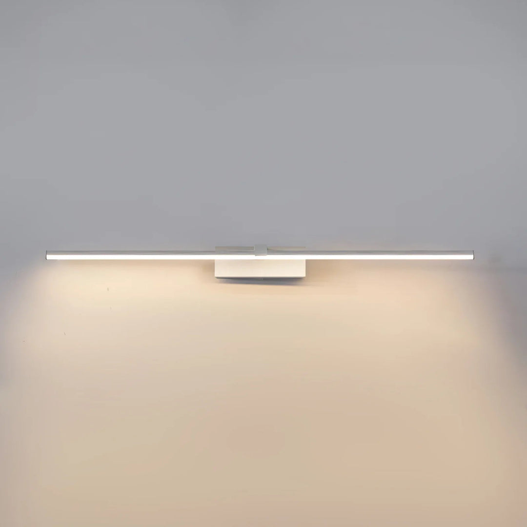 Gold modern LED wall fixture, perfect for a luxurious bathroom or bedroom.