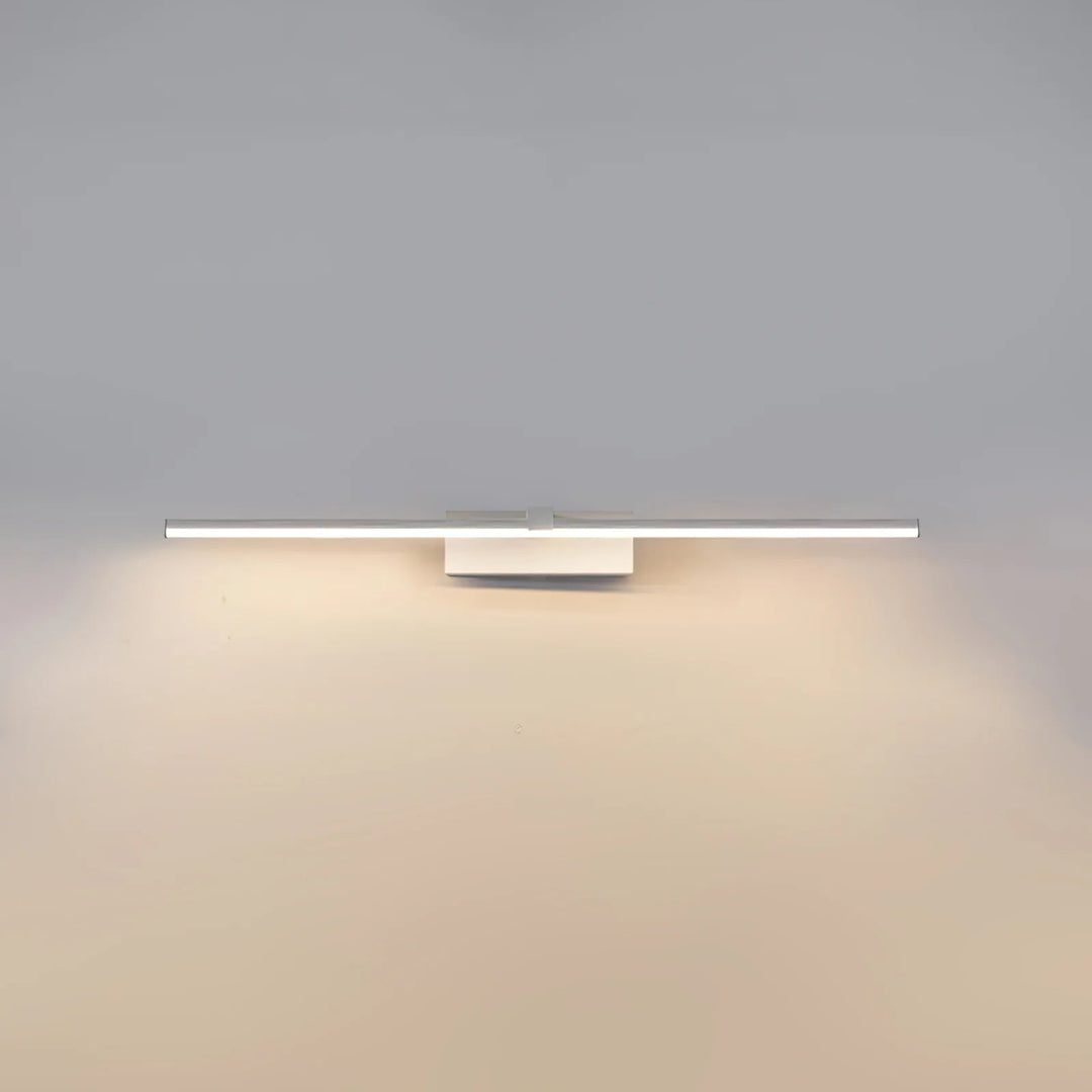 Black modern LED wall light for contemporary bathroom and bedroom decor.