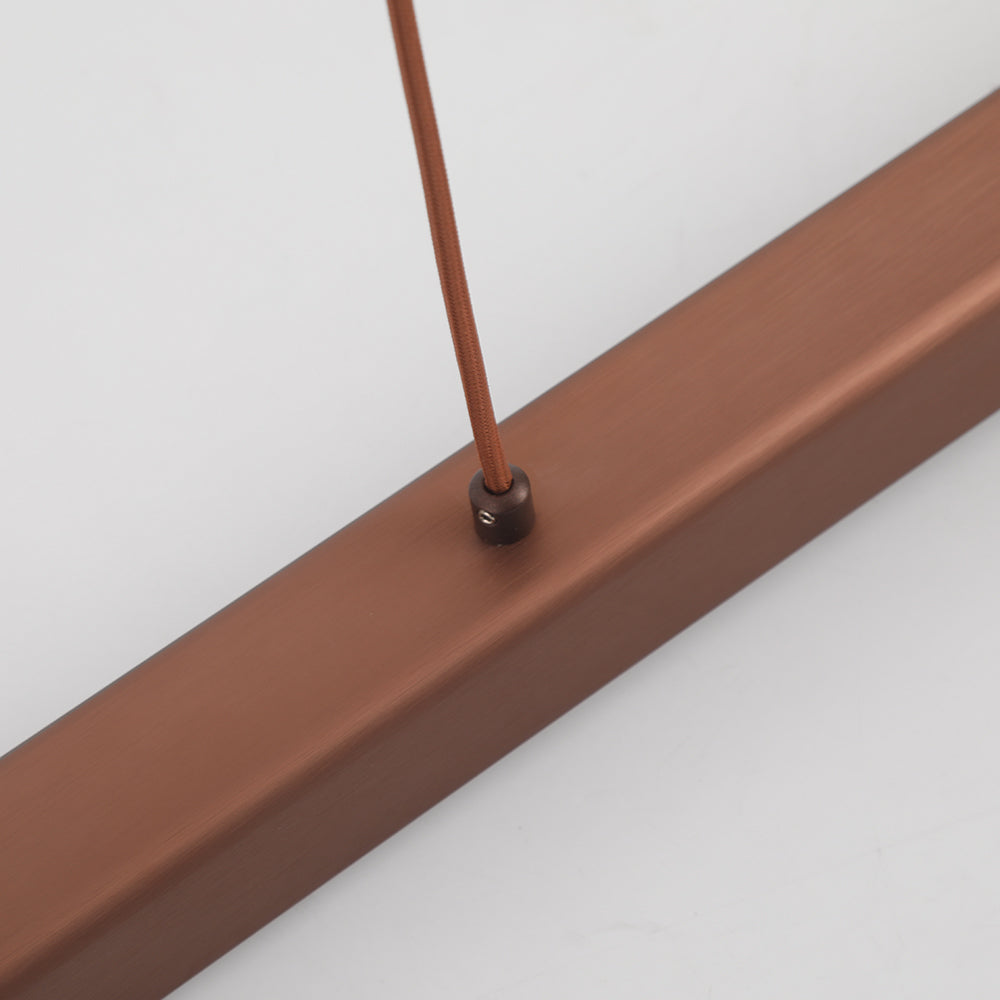 Contemporary linear fixture; a statement piece for modern living room lighting.