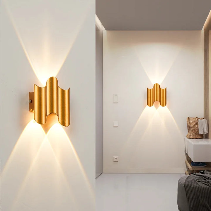 Stylish modern LED aluminum wall lamp, elegant design providing ambient lighting for any contemporary living space.