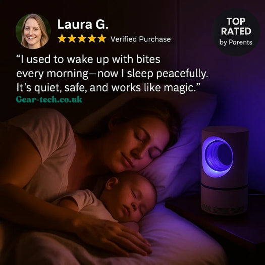 Modern UV fly trap for discreet insect control. Perfect as a mosquito lamp in homes or outdoor spaces.