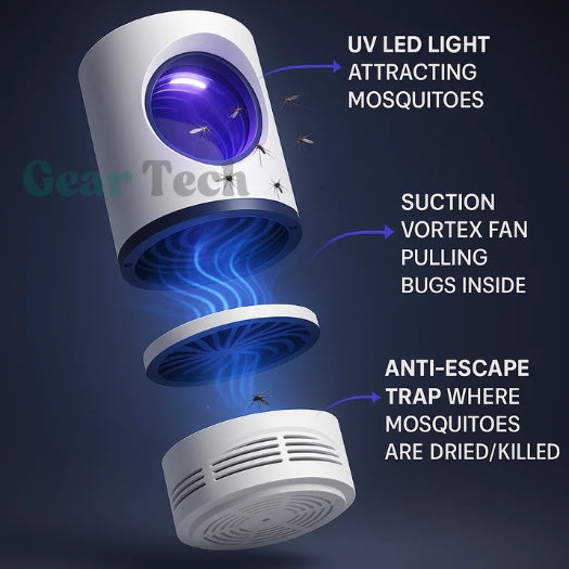Bright UV light fly trap for maximum insect attraction. An efficient indoor & outdoor mosquito lamp pest control.