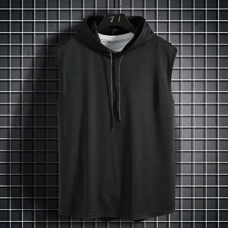 Versatile men's sleeveless hoodie, ideal for activewear, streetwear, or casual athletic style.