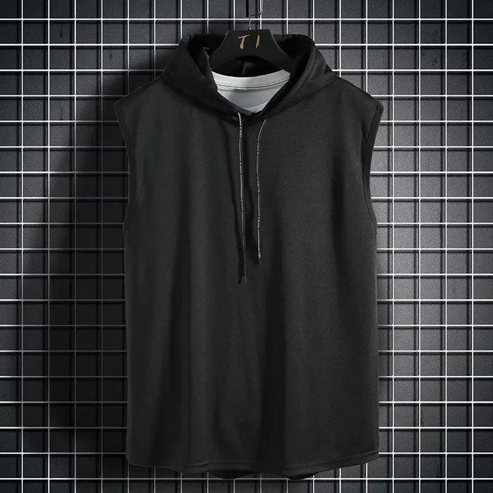 Versatile men's sleeveless hoodie, ideal for activewear, streetwear, or casual athletic style.
