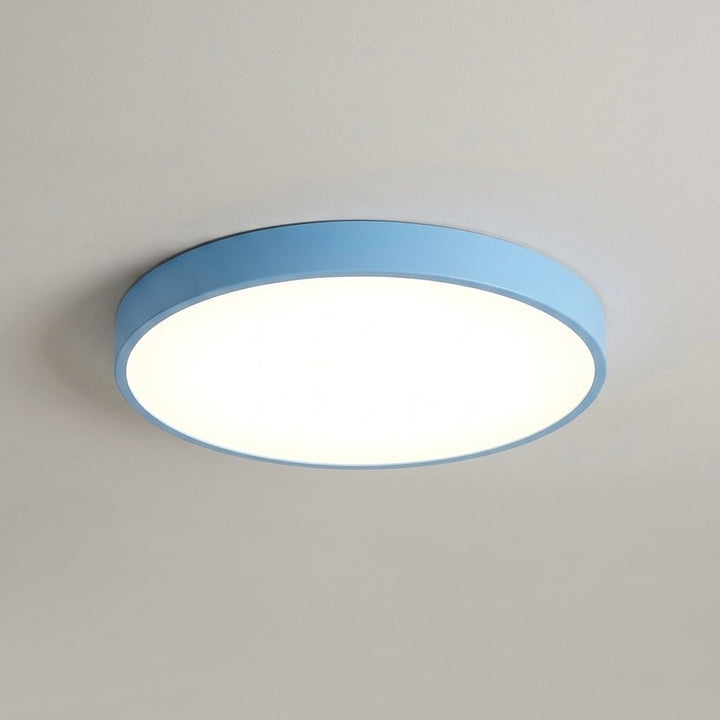 Dimmable LED flush mount ceiling light, energy-efficient with a sleek, slim design for any home.