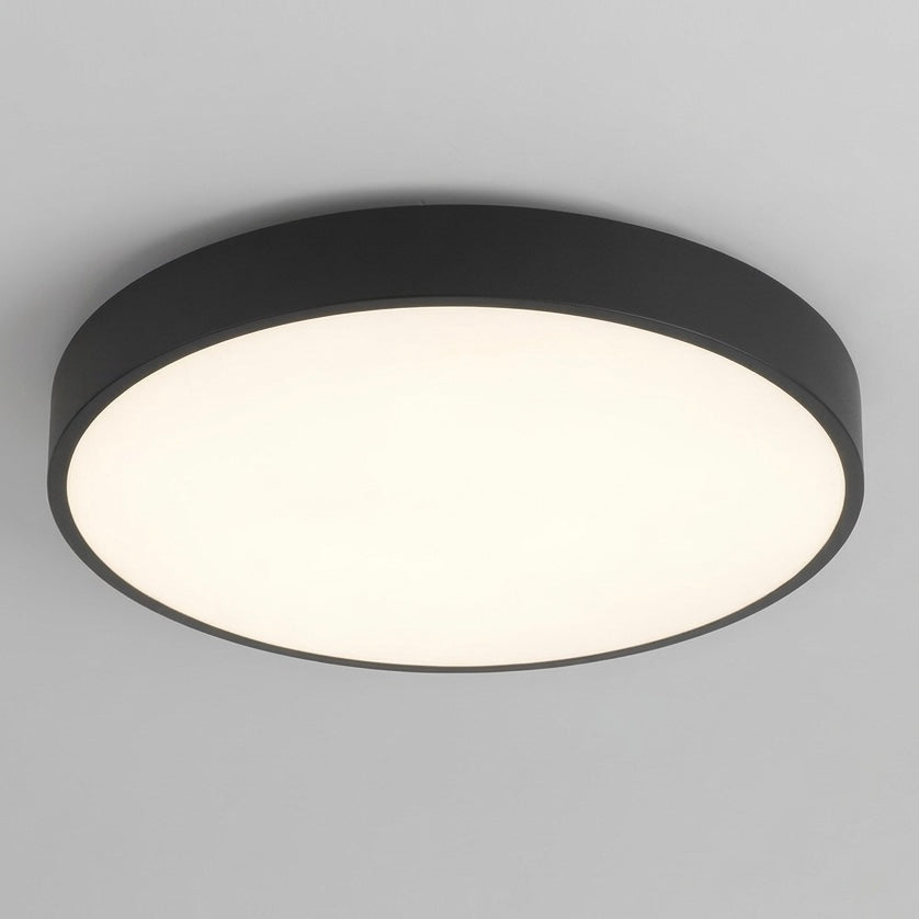 Round LED flush ceiling light, dimmable, perfect for bedroom or living room, slim design.