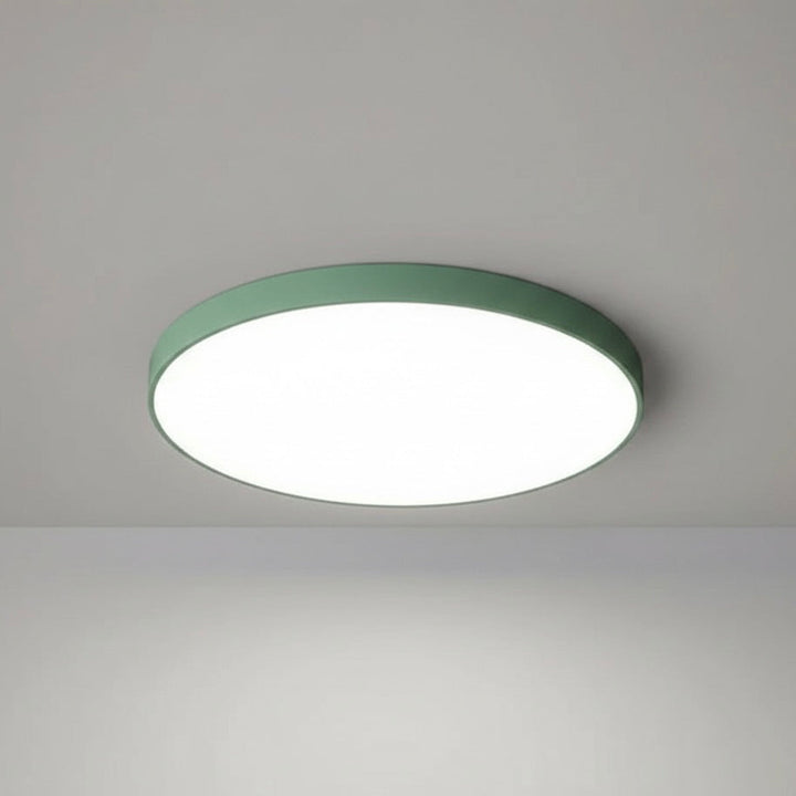 Dimmable LED flush ceiling light for modern home decor, energy-saving, sleek design.