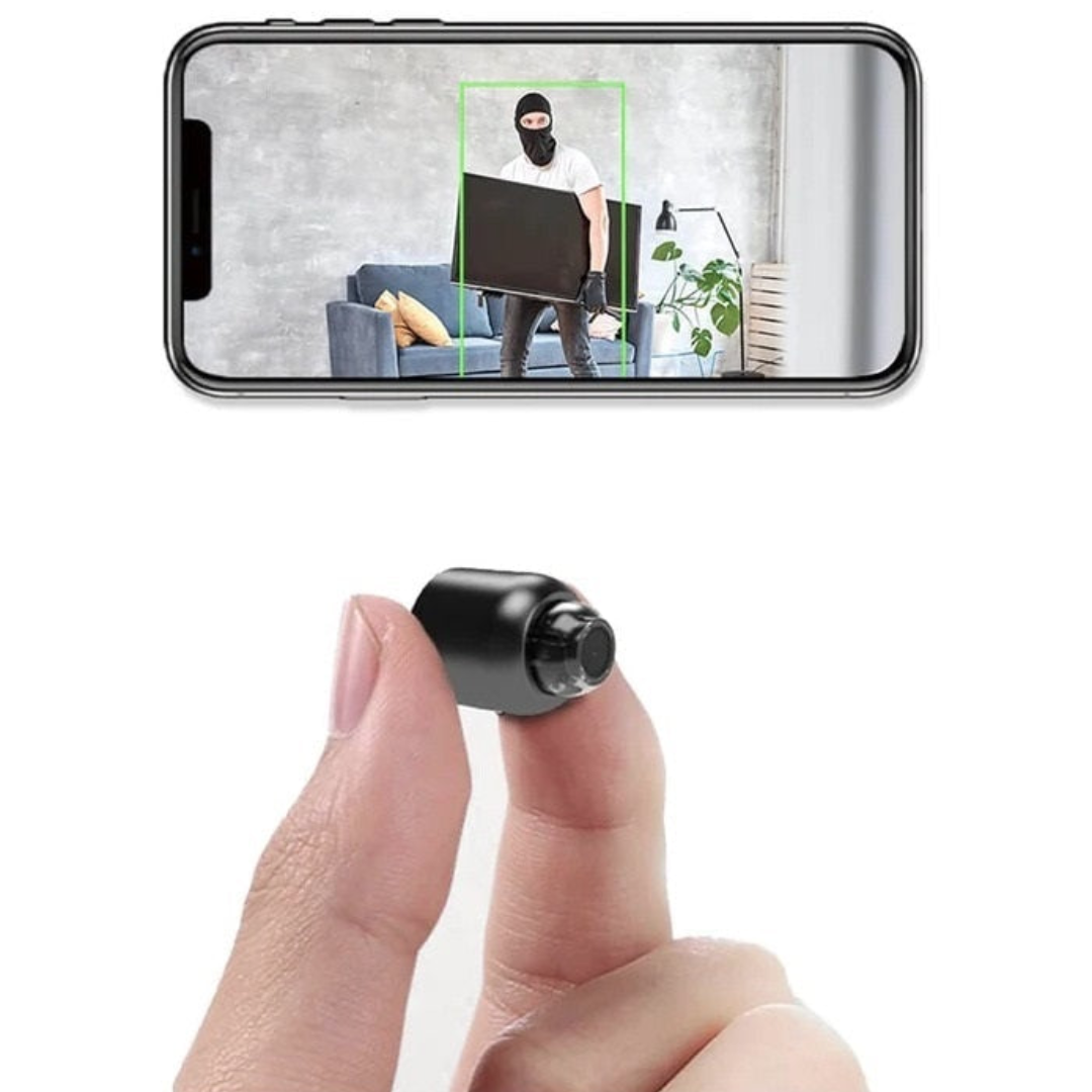 Discreet mini WiFi camera, 1080p HD for clear indoor home security footage with night vision.