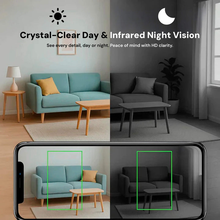 Tiny WiFi camera, 1080p HD, offers discreet home security with night vision & motion detection alerts.