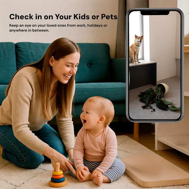 Indoor mini WiFi security camera with 1080p HD, night vision, & motion alerts for peace of mind.