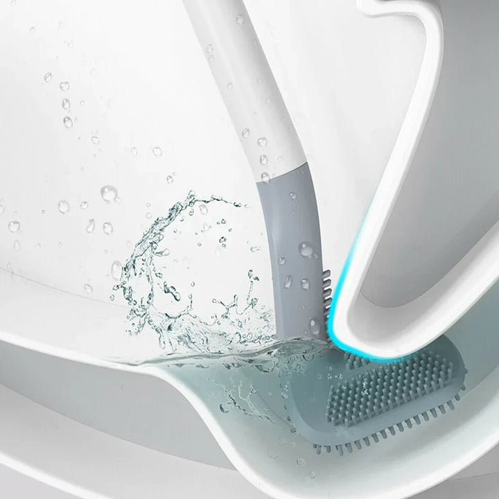 Home essential: smart toilet brush with wall mount. TPR bristles ensure hygienic, drip-free deep bathroom cleaning.