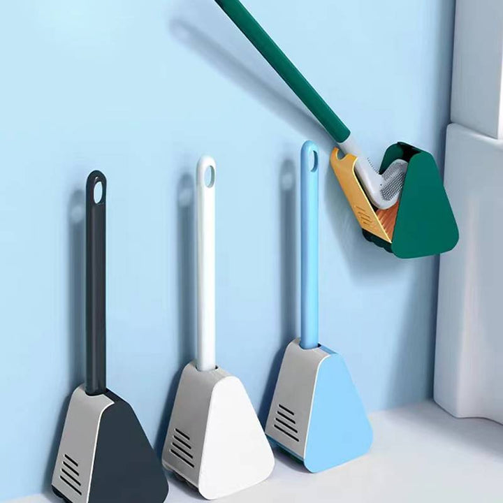 Innovative hygienic toilet brush with wall holder. TPR bristles offer superior, drip-free deep cleaning for bathrooms.