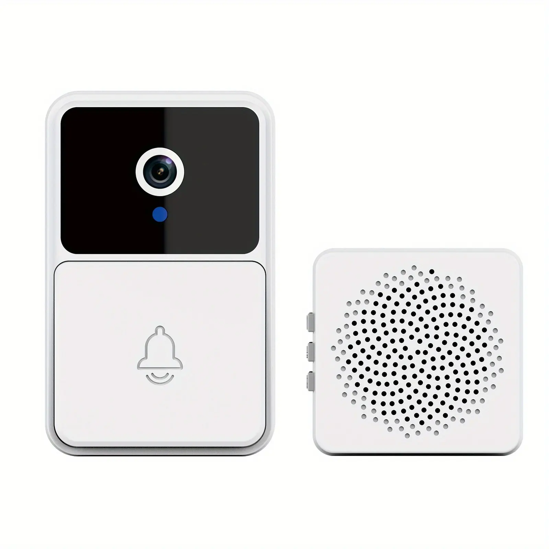 Modern smart video doorbell for front door, offering remote access and motion-triggered recording.